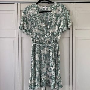 Lauren Conrad wrap dress. Green white floral